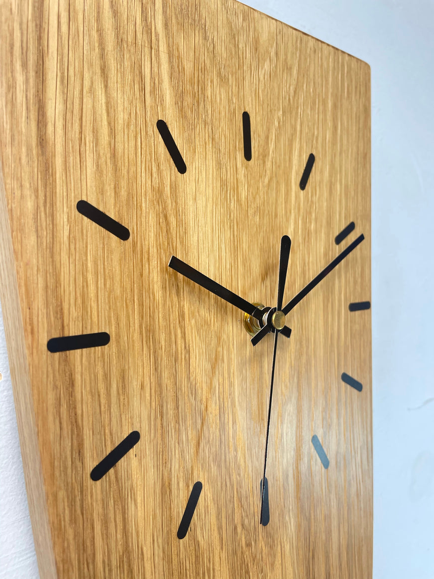 Long Narrow English Oak Wooden Wall Clock