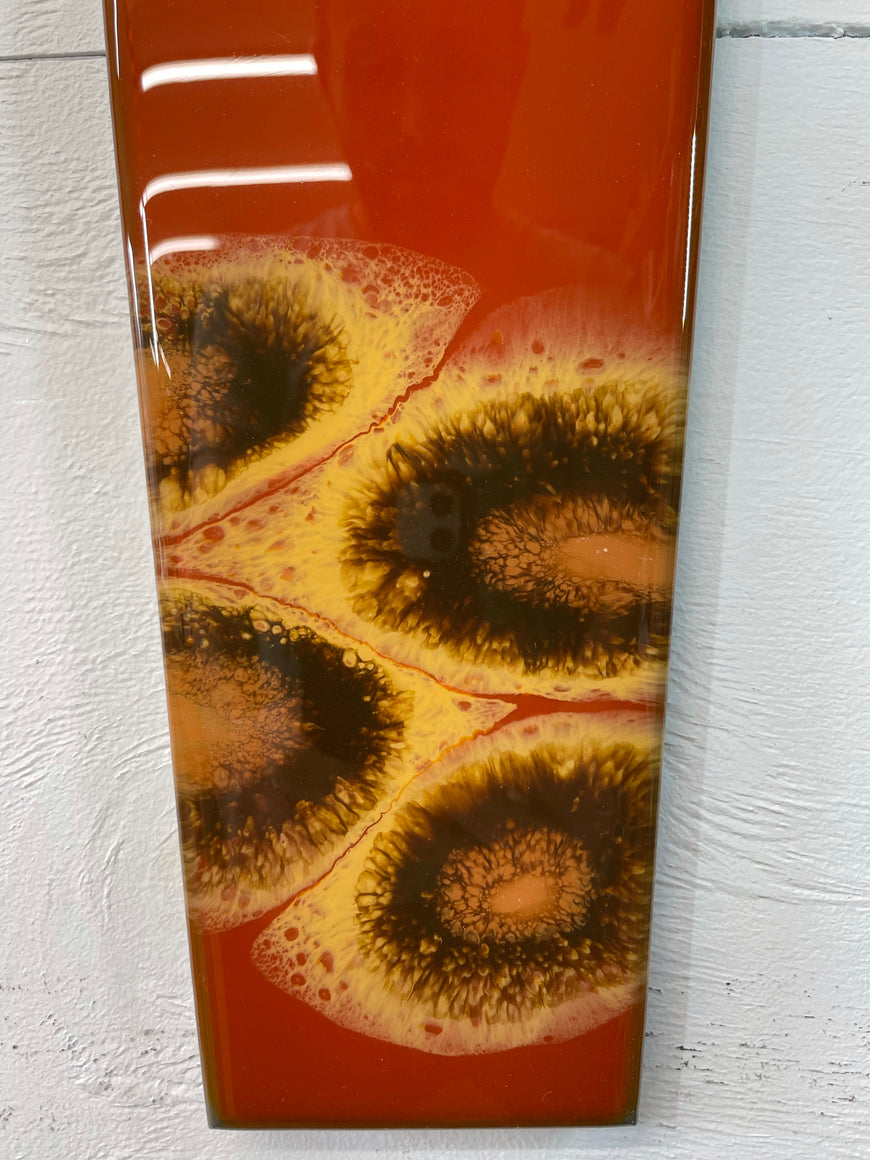 70cm Long Narrow Burnt Orange and Brown Abstract Resin Wall Clock