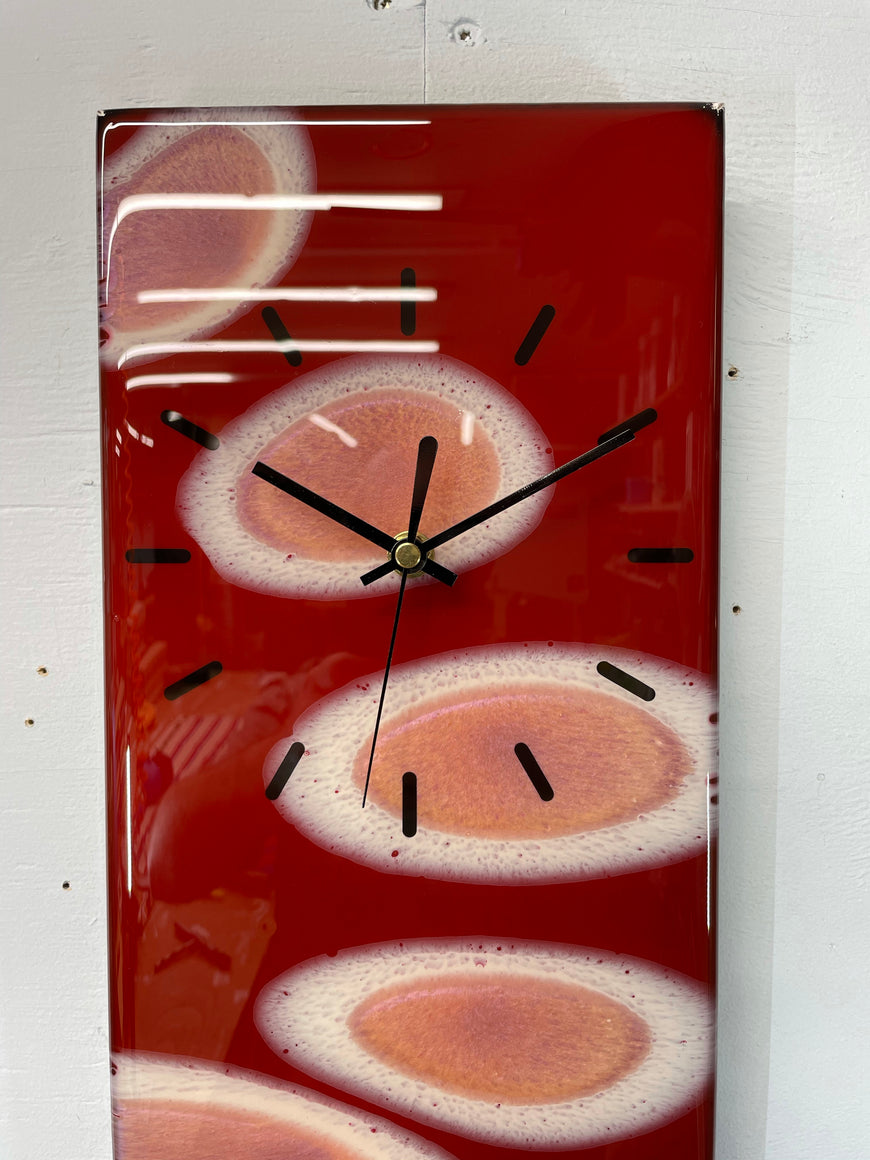 Maroon and Pink Rectangular Abstract Resin Wall Clock