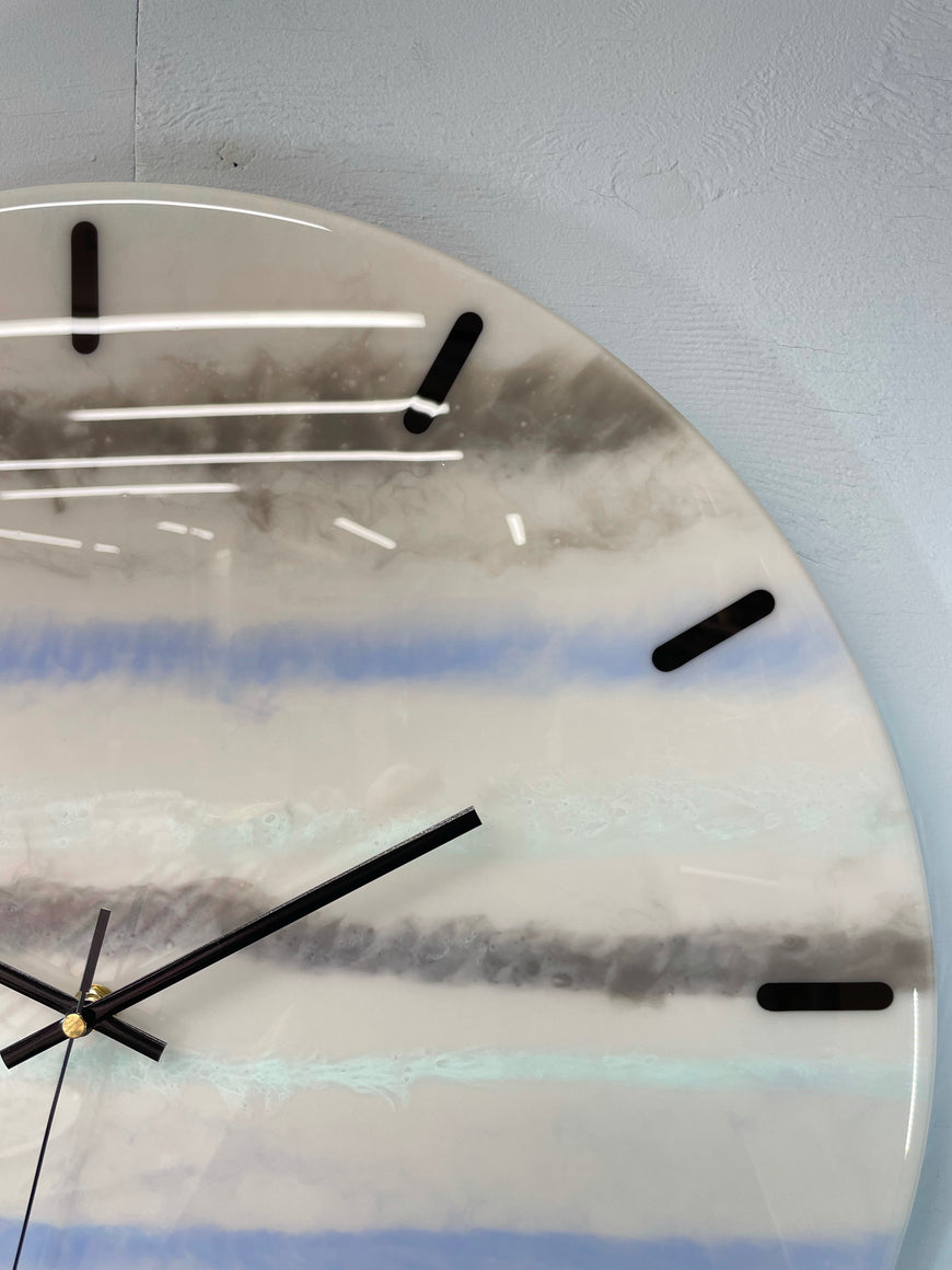 50cm Large Grey and Pale Blue Abstract Modern Resin Wall Clock