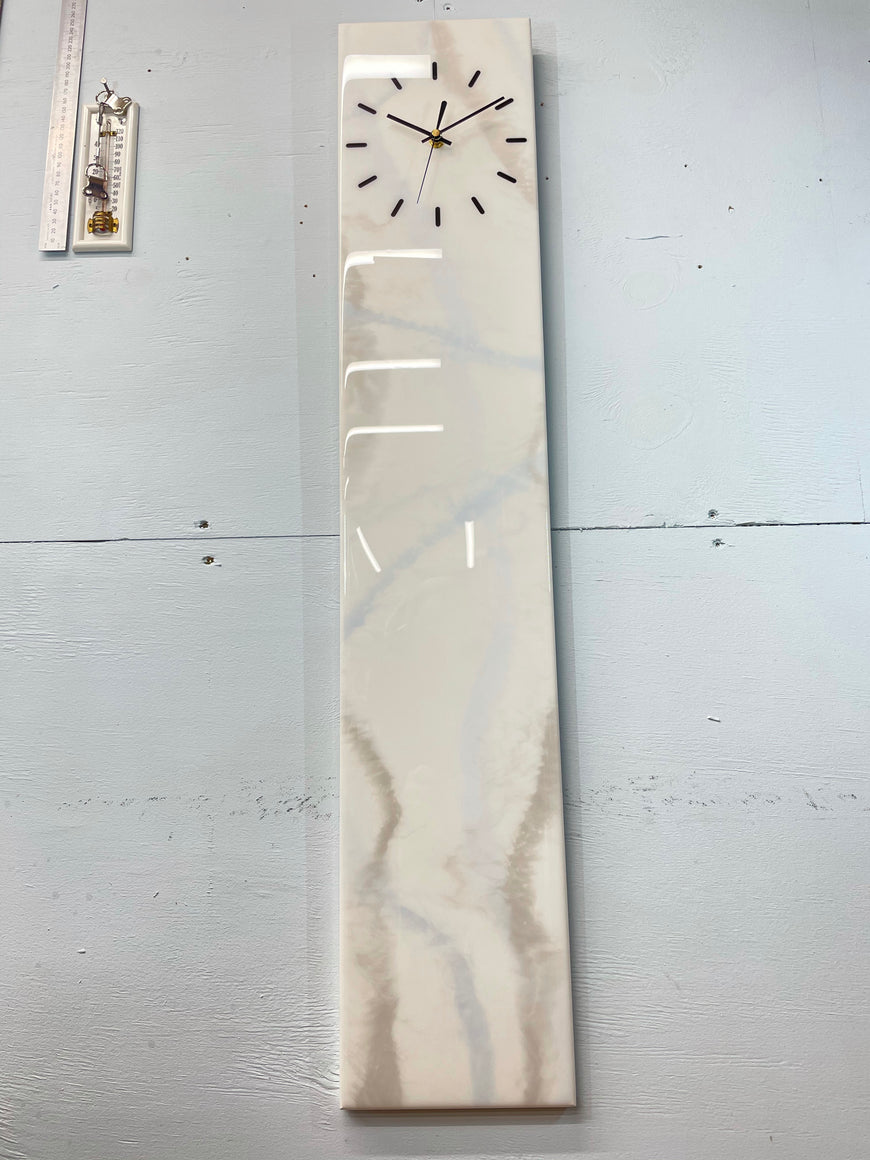 White Grey and Pale Blue Rectangular Abstract Resin Wall Clock