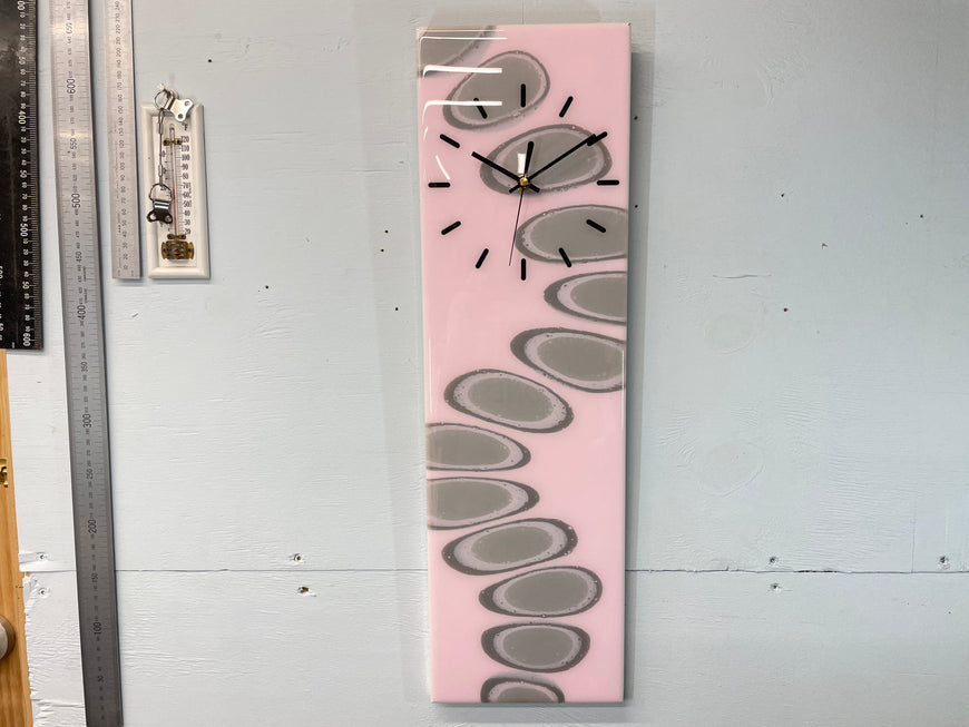 Pink and Grey Abstract Resin Wall Clock