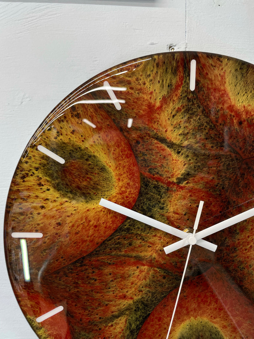 Gold Black and Maroon Abstract Modern Resin Wall Clock