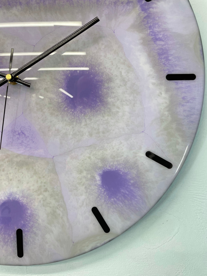 50cm Large Purple and Grey Abstract Modern Resin Wall Clock