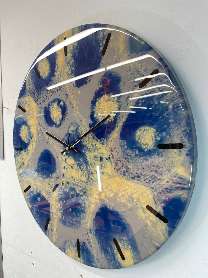 50cm Large Navy Blue and Grey Abstract Modern Resin Wall Clock