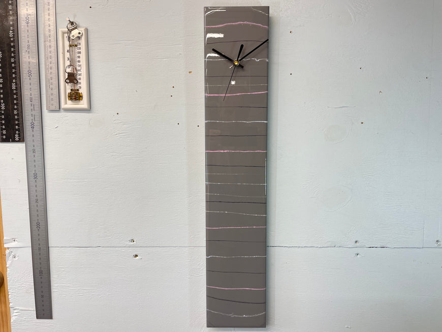 Grey Black White and Pink Rectangular Abstract Resin Wall Clock