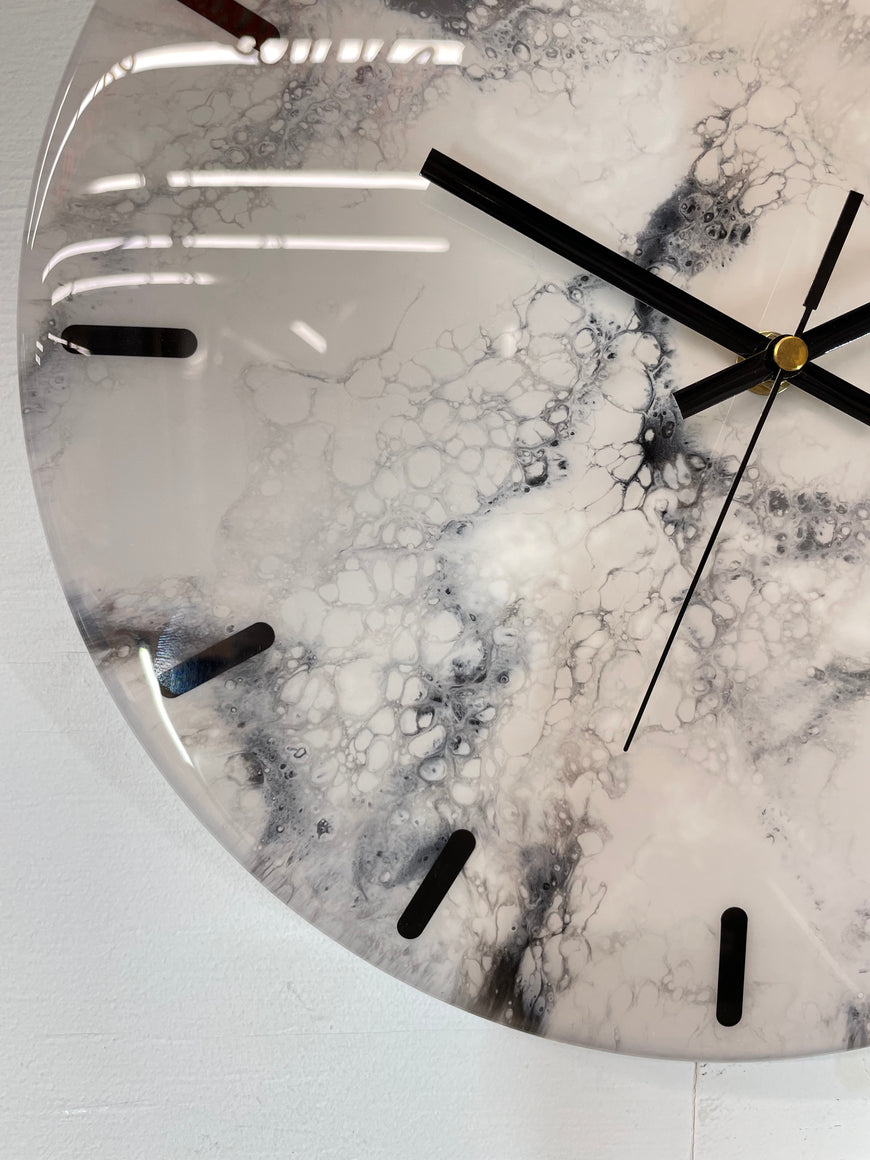 33cm Grey White and Black Abstract Modern Resin Wall Clock