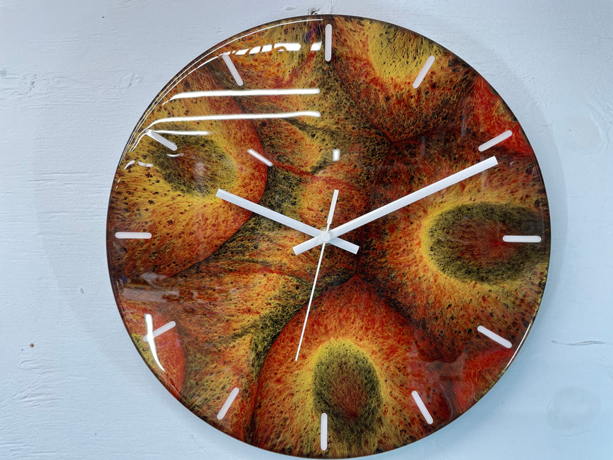 Gold Black and Maroon Abstract Modern Resin Wall Clock