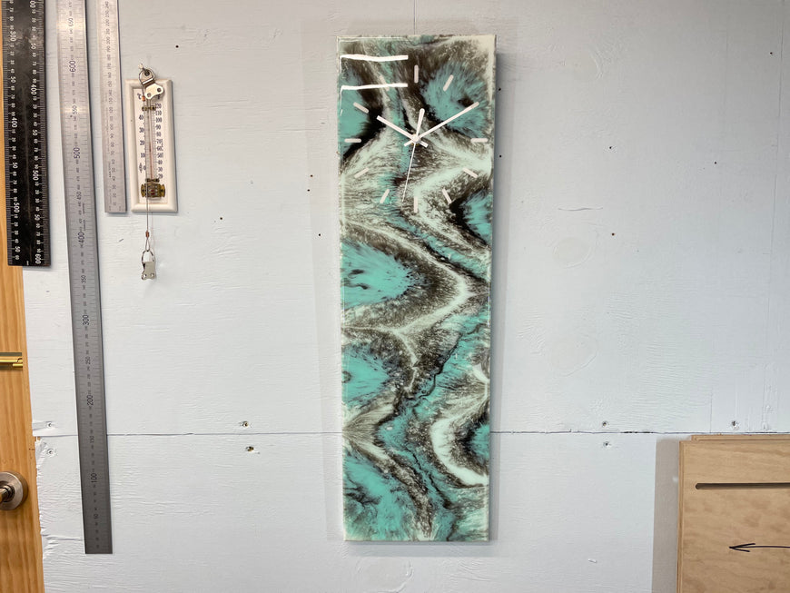 Mint and Emerald Green Resin Wall Clock