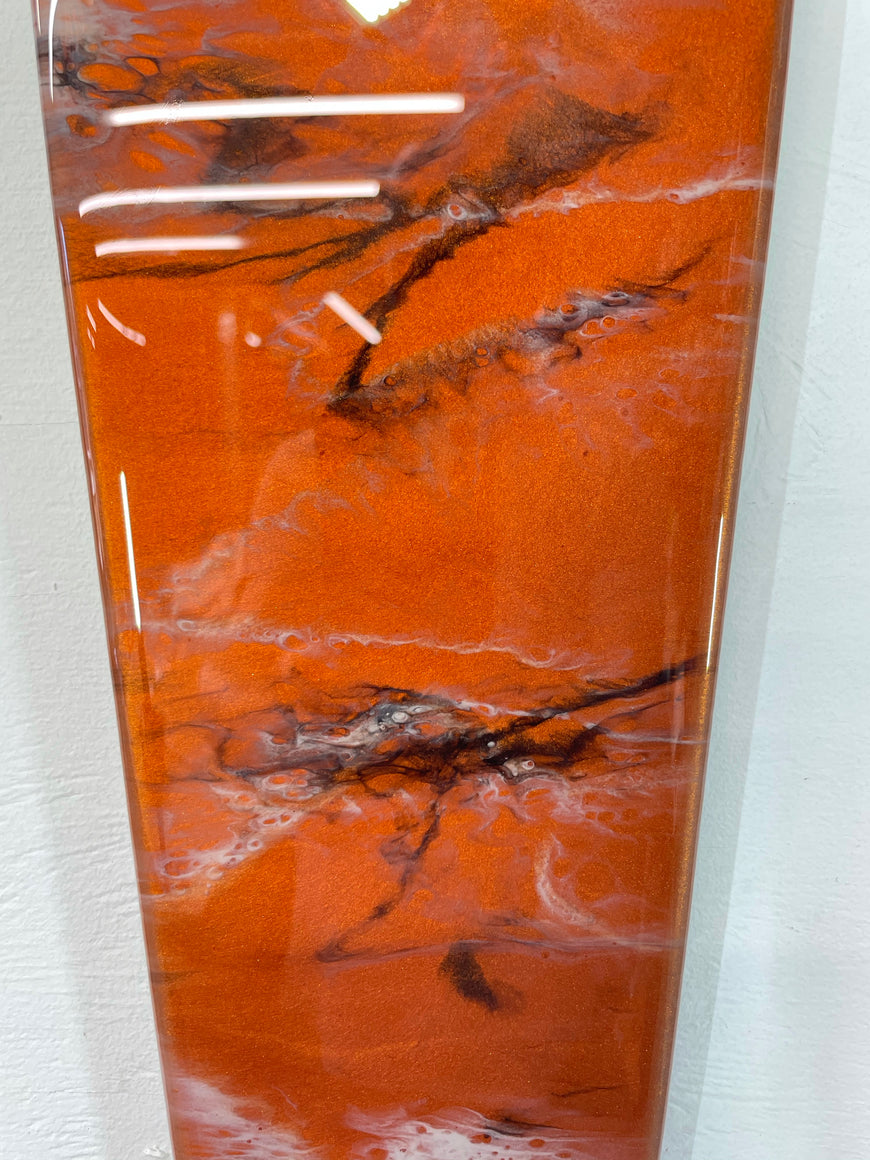 Long Copper Black and Grey Abstract Resin Wall Clock