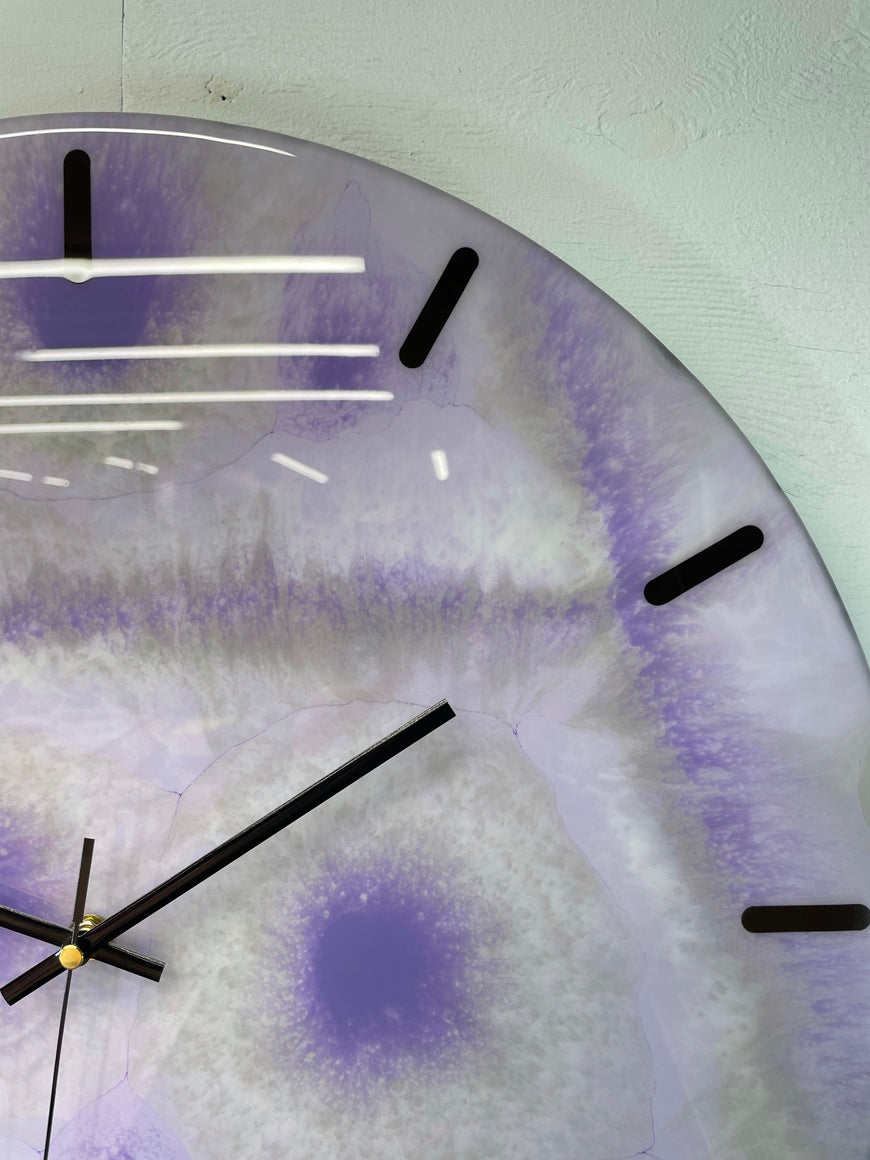 50cm Large Purple and Grey Abstract Modern Resin Wall Clock