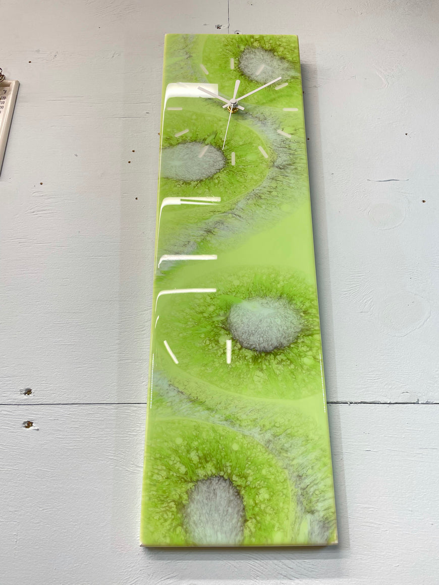 Pale Green Abstract Resin Wall Clock