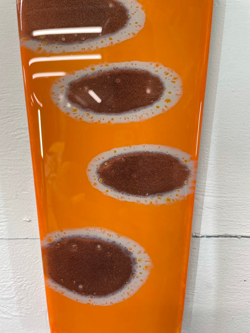 Narrow Burnt Orange Copper and Grey Abstract Resin Wall Clock