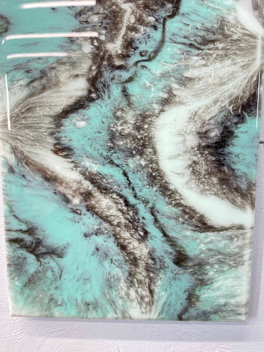 Mint and Emerald Green Resin Wall Clock