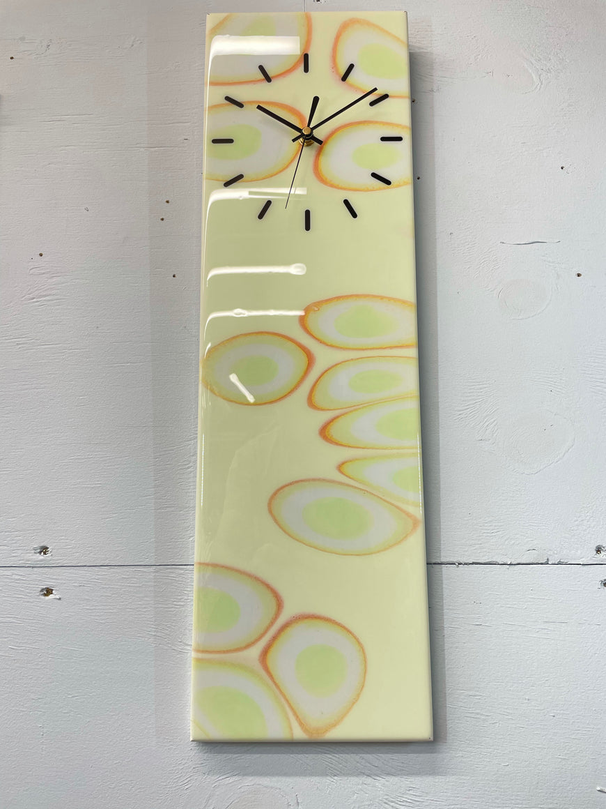 Cream and Pale Green Abstract Resin Wall Clock