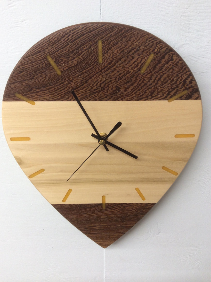 Tear Drop Wall Clock, Panga Panga and Poplar Wood