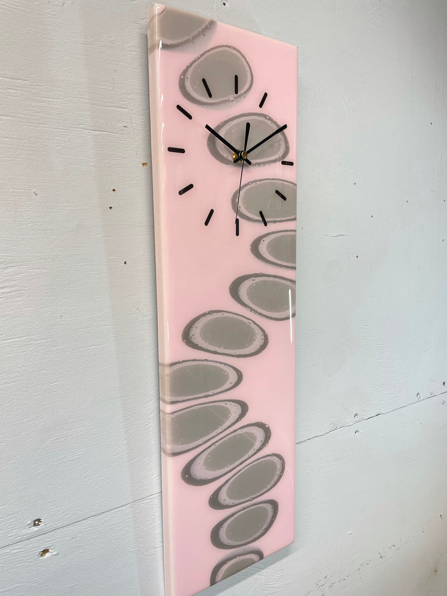 Pink and Grey Abstract Resin Wall Clock