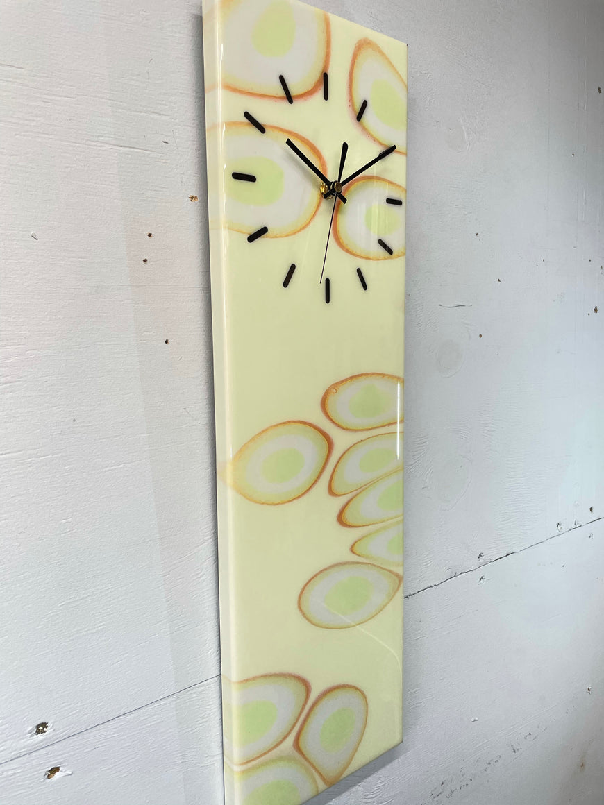 Cream and Pale Green Abstract Resin Wall Clock