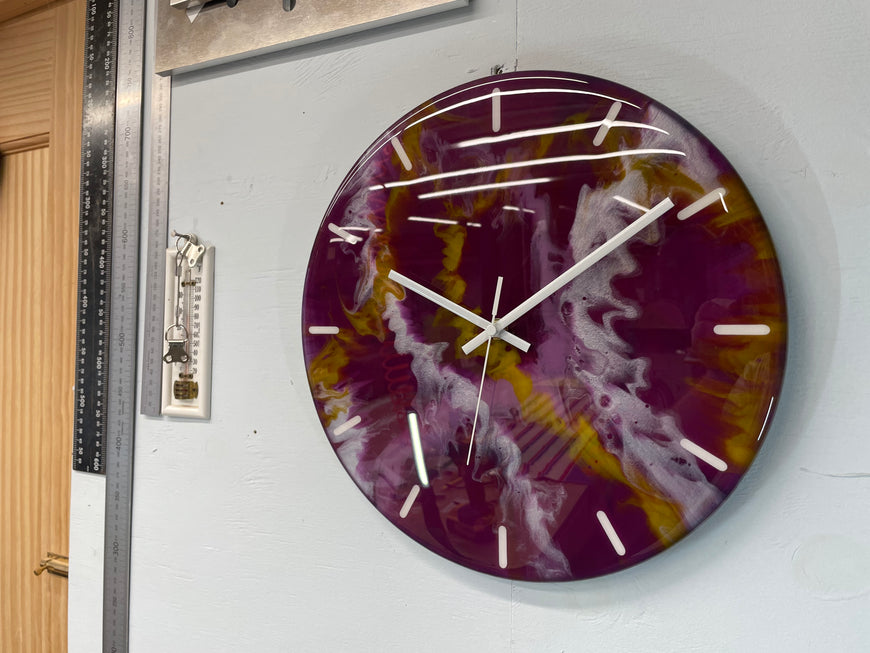 33cm Purple Abstract Modern Resin Wall Clock