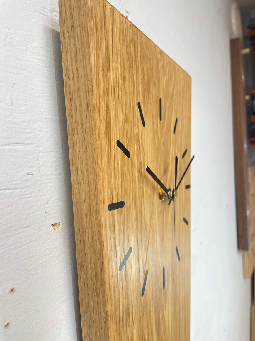 Long Narrow English Oak Wooden Wall Clock