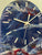Narrow Navy Blue Blood Red White and Grey Abstract Resin Wall Clock
