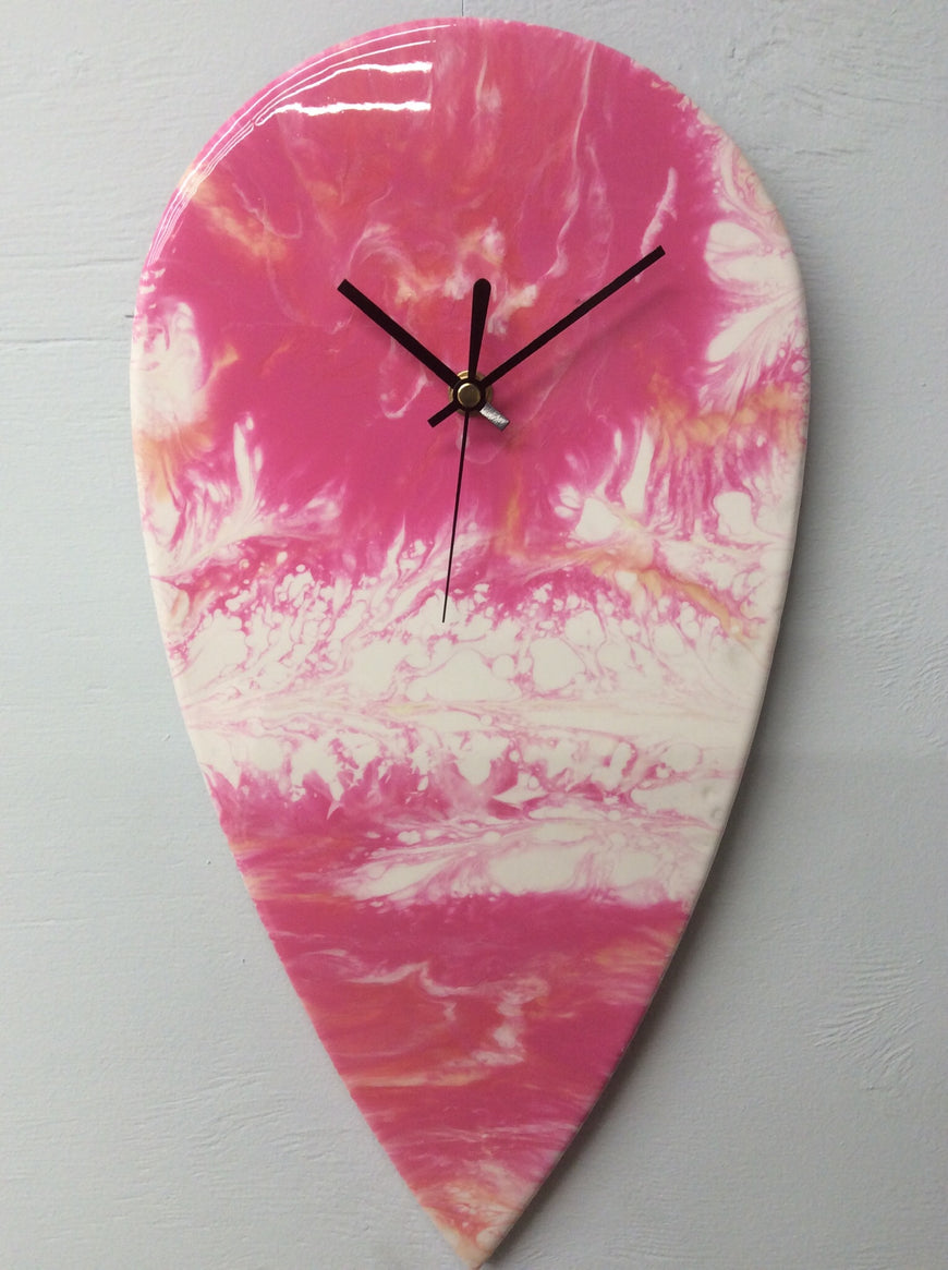 Pink Resin Tear Drop Wall Clock 