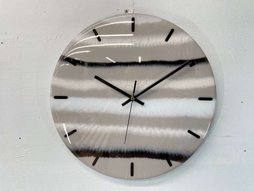 33cm Grey, Black, White and Pale Blue Abstract Modern Resin Wall Clock