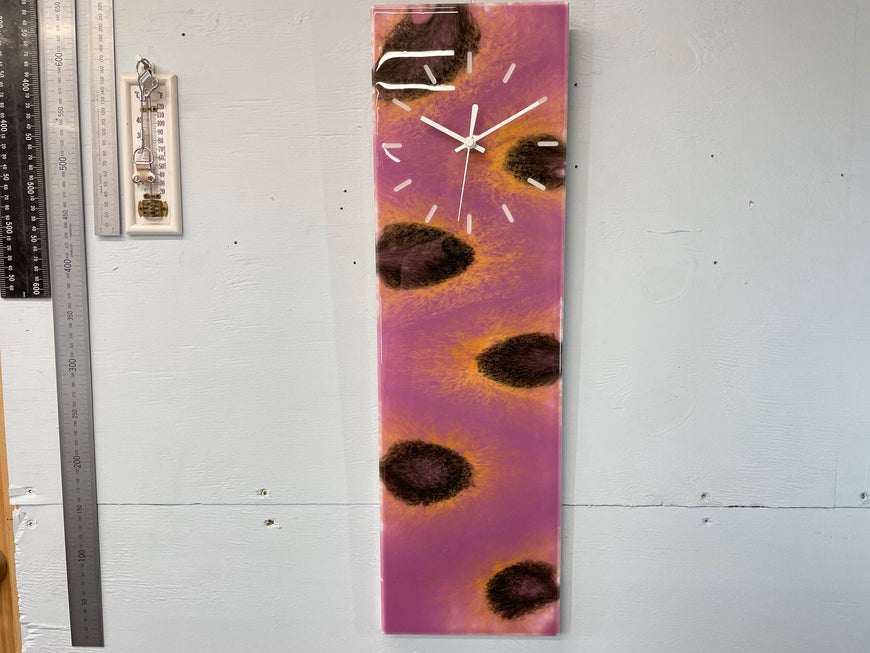 Purple Black and Gold Abstract Resin Wall Clock