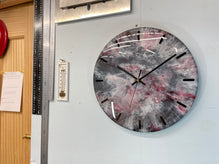 33cm Grey Blood Red Maroon and White Abstract Modern Resin Wall Clock