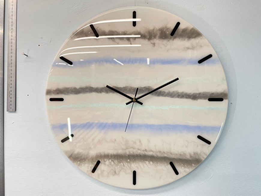 50cm Large Grey and Pale Blue Abstract Modern Resin Wall Clock