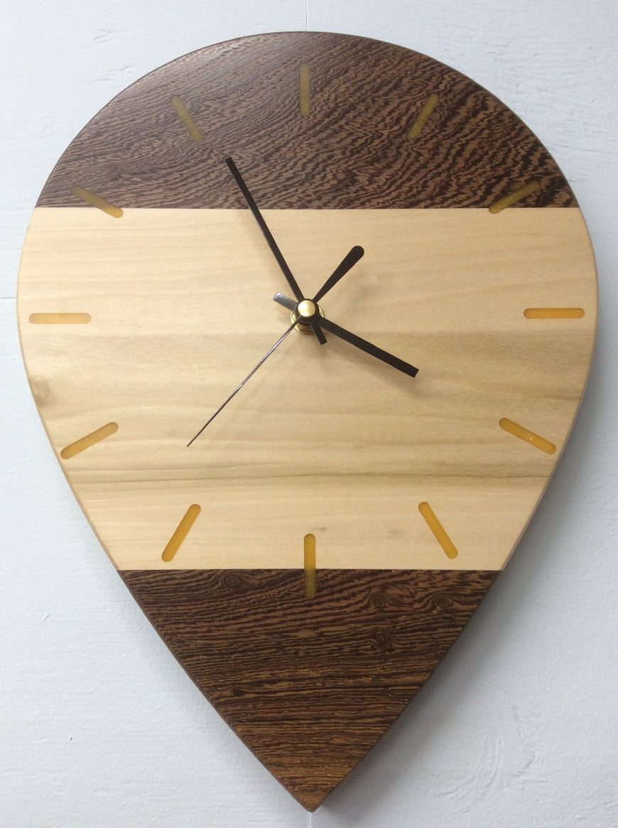 Tear Drop Wall Clock, Panga Panga and Poplar Wood