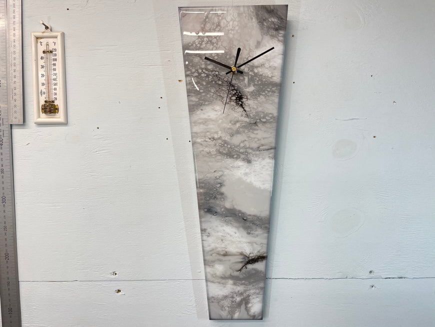 Grey Black and White Abstract Resin Wall Clock