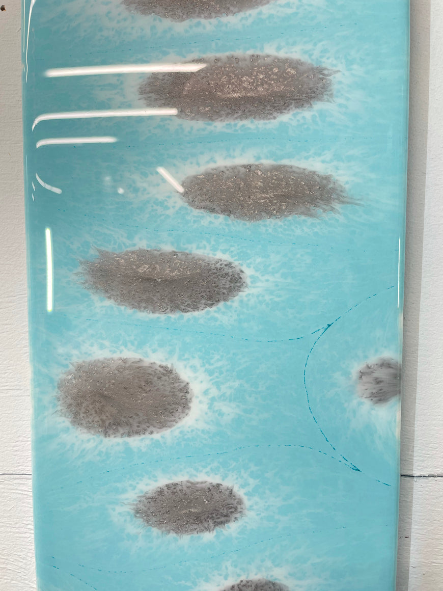 Light Blue and Grey Abstract Resin Wall Clock