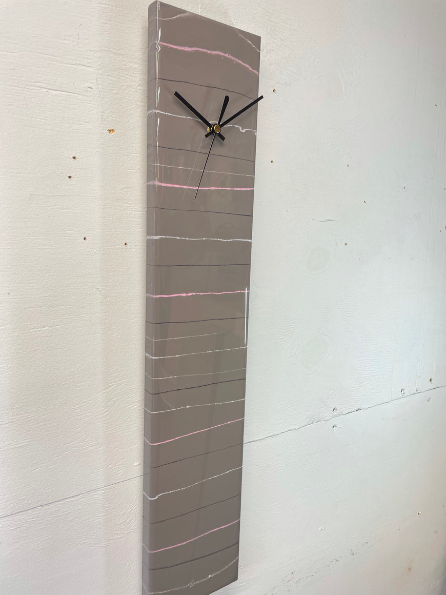 Grey Black White and Pink Rectangular Abstract Resin Wall Clock