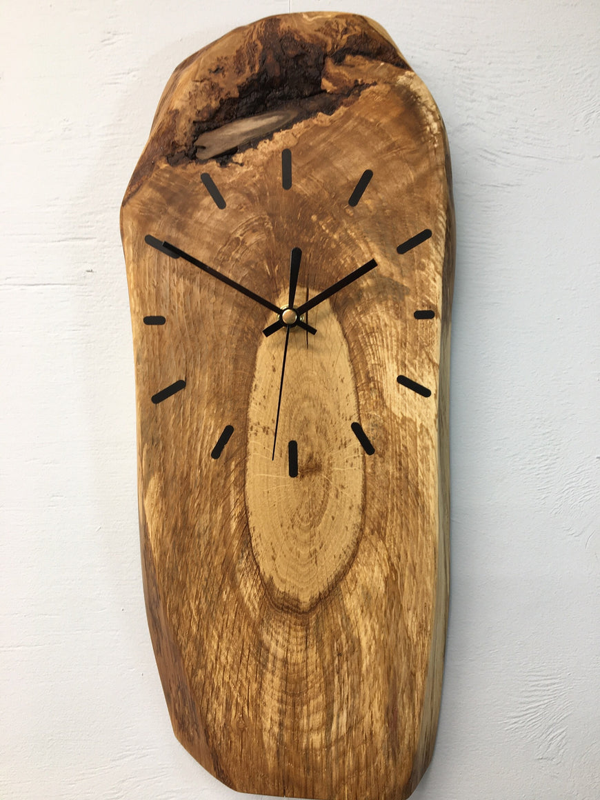 English Oak Wall Clock with Bark Inclusion