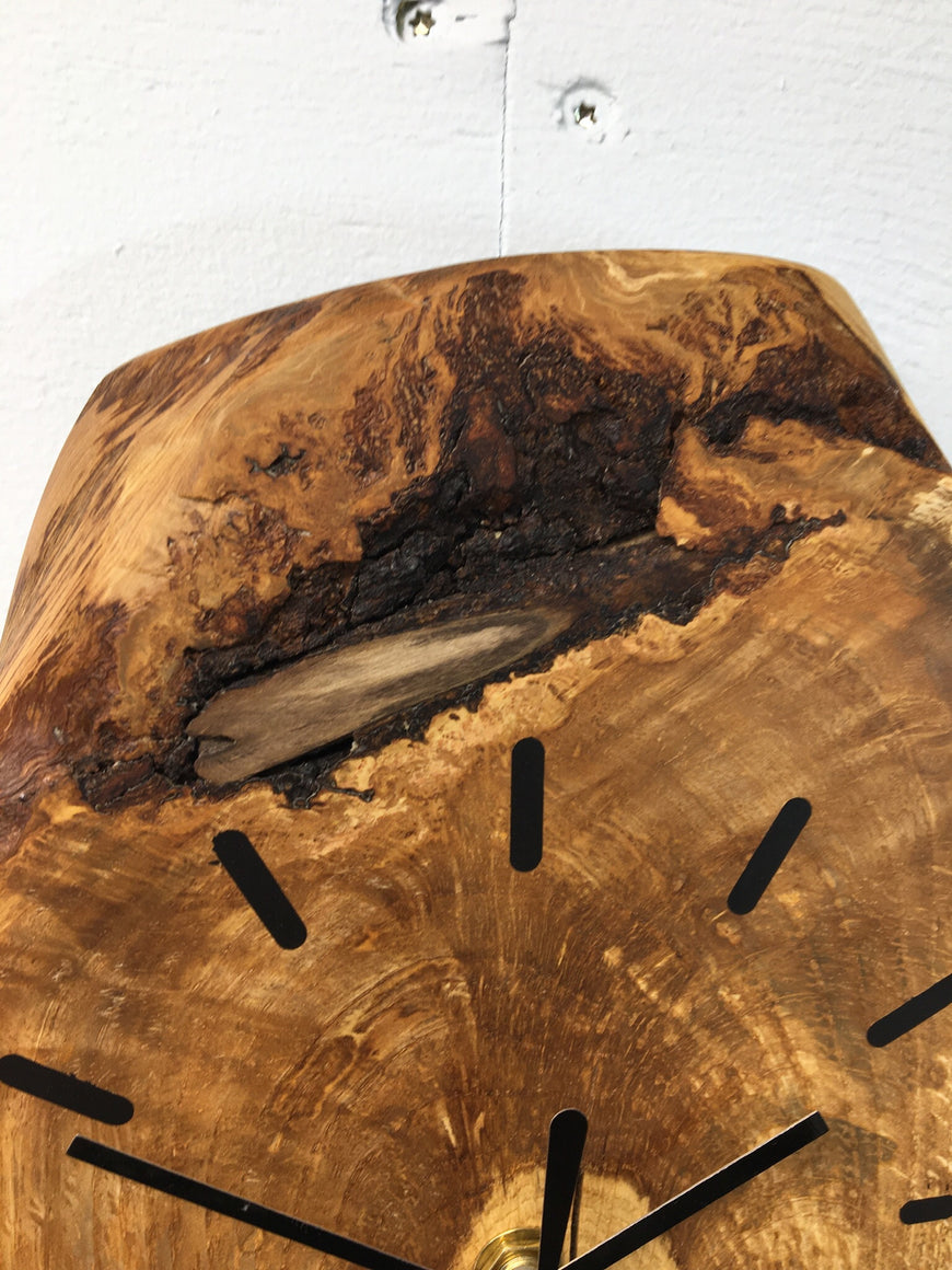 English Oak Wall Clock with Bark Inclusion