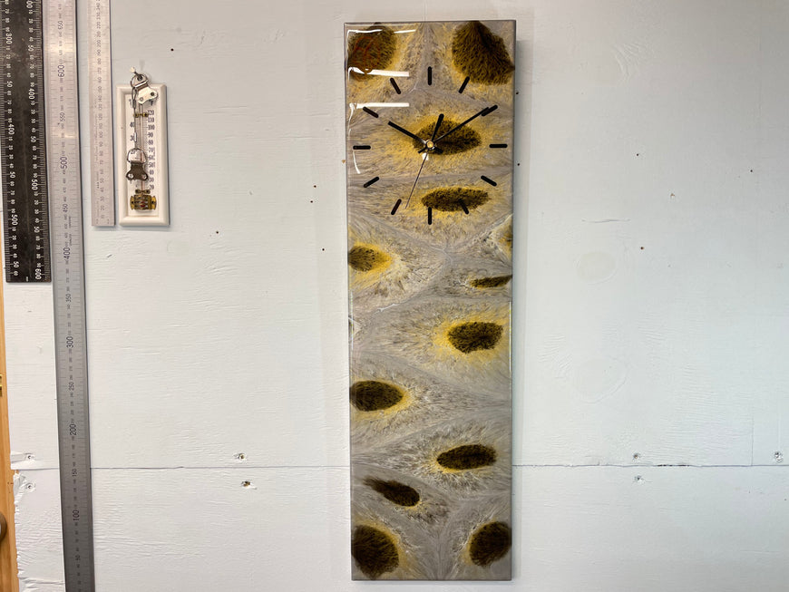 Silver Black and Gold Rectangular Abstract Resin Wall Clock