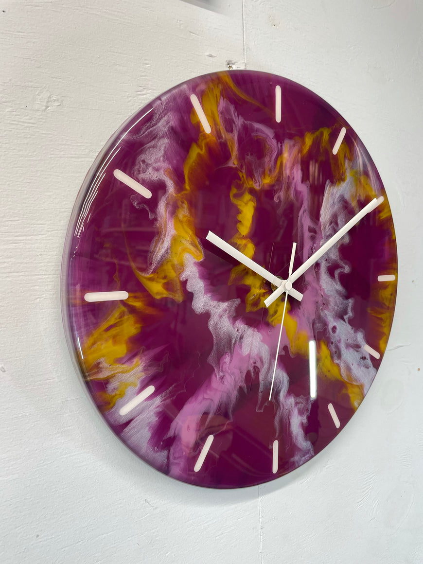 33cm Purple Abstract Modern Resin Wall Clock