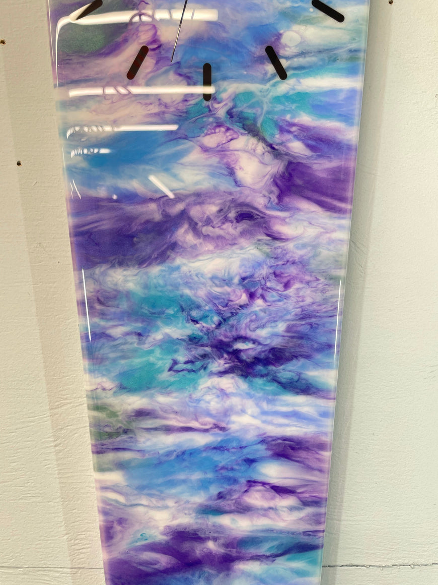 Narrow Blue and Purple Abstract Resin Wall Clock