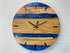 English Oak and Sapphire Blue Pearlescent Resin Wall Clock