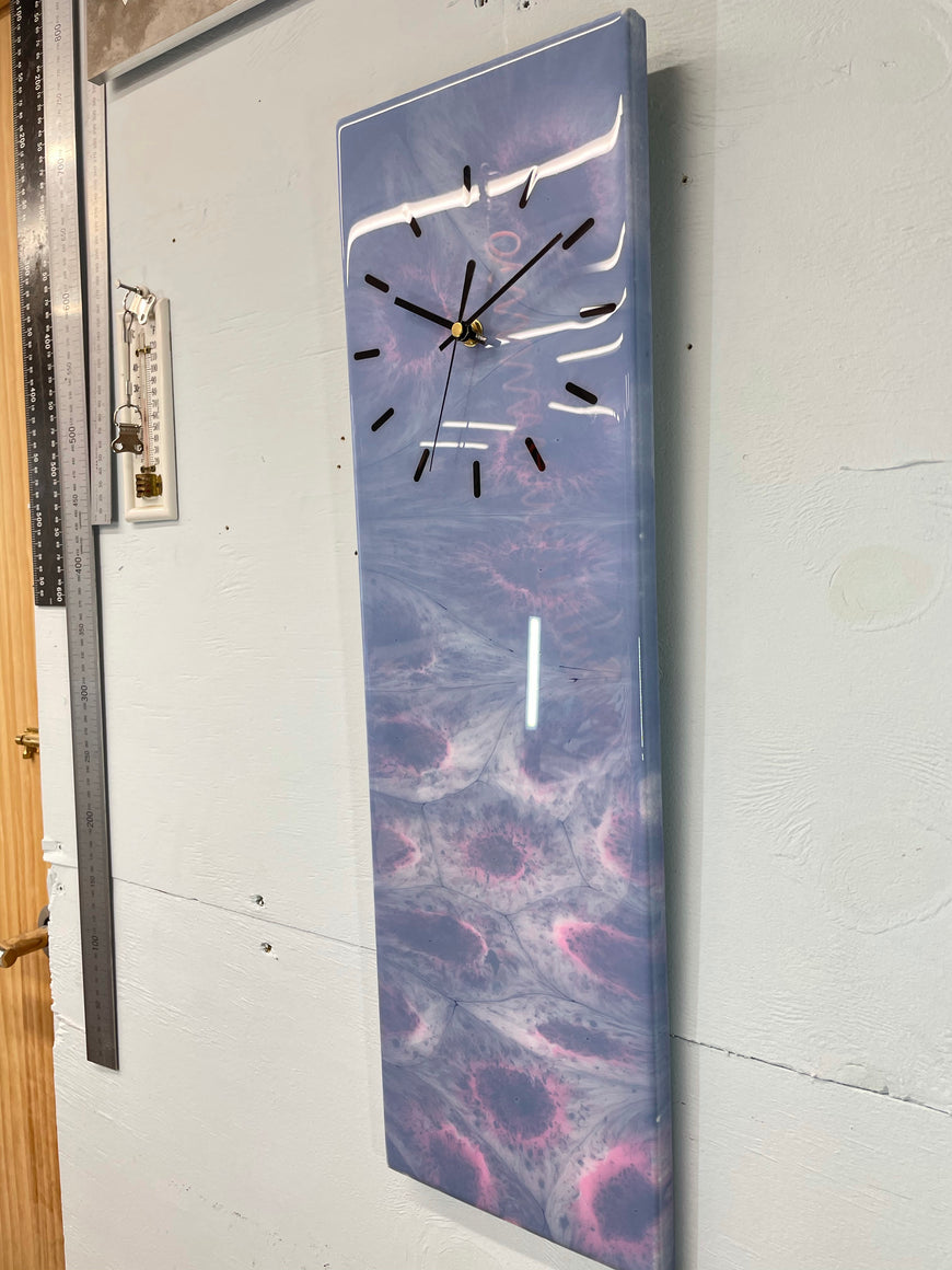 Purple Pink and Grey Abstract Resin Wall Clock