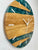 English Oak and Pearlescent Teal Resin Wall Clock