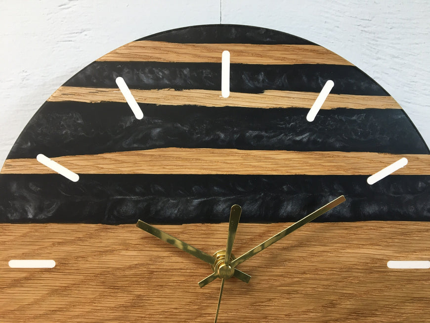 Red Oak with Carbon Black Resin Wall Clock