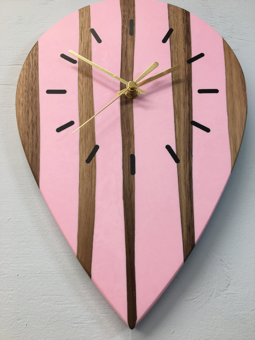 Black Walnut and Pink Resin Wall Clock