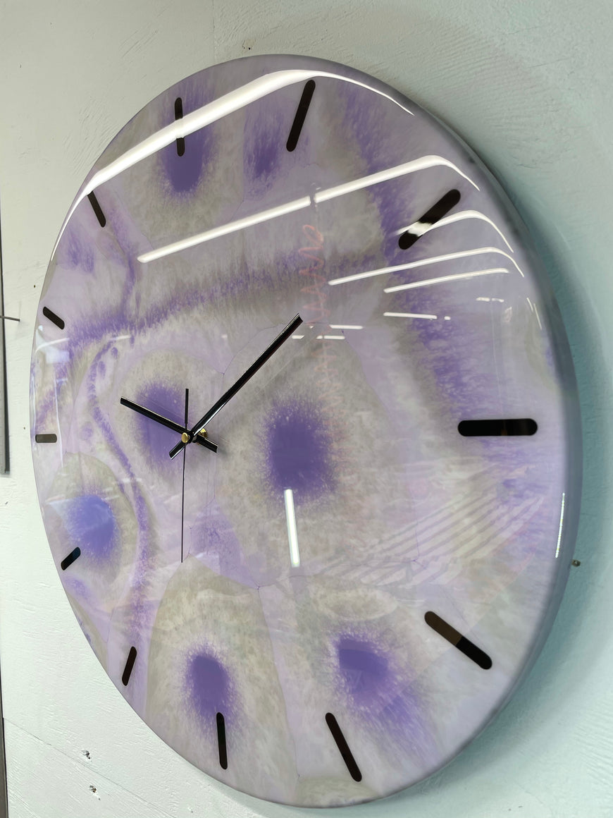 50cm Large Purple and Grey Abstract Modern Resin Wall Clock