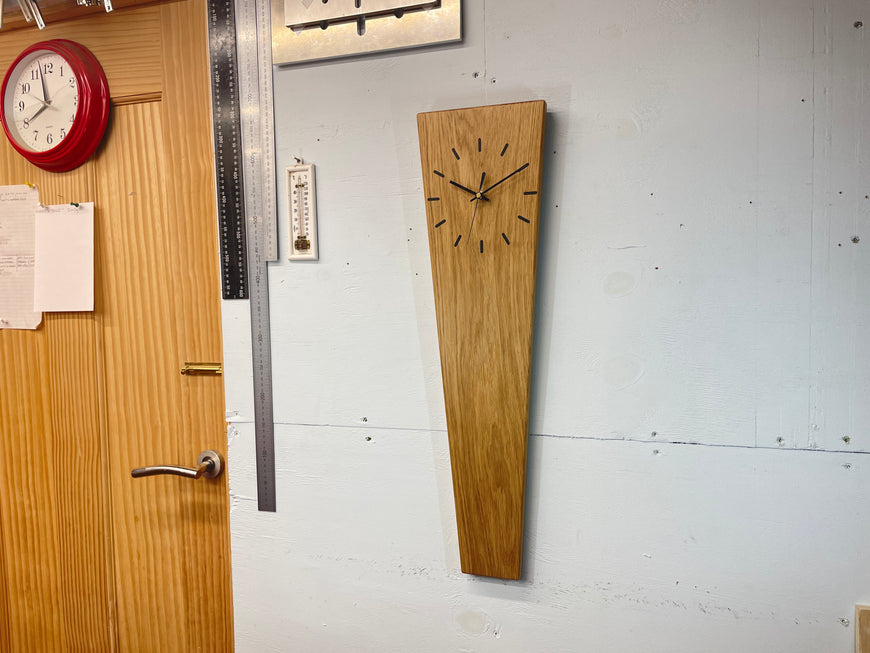 Long Narrow English Oak Wooden Wall Clock