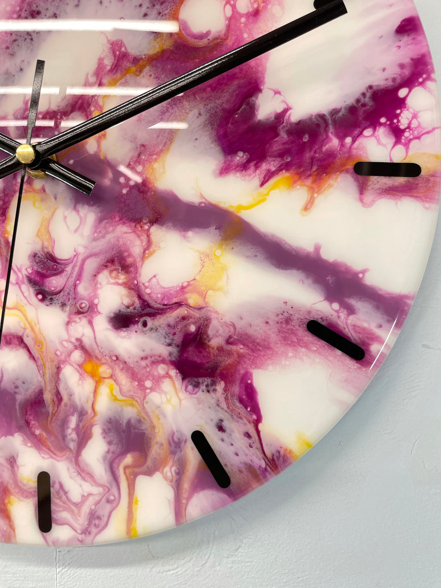 33cm White and Purple Abstract Modern Resin Wall Clock