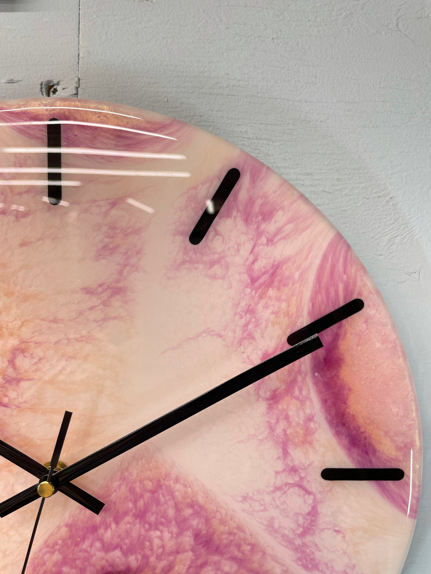 33cm Rose Gold and Pink Abstract Modern Resin Wall Clock