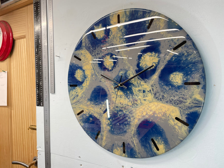 50cm Large Navy Blue and Grey Abstract Modern Resin Wall Clock