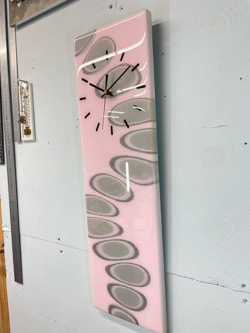 Pink and Grey Abstract Resin Wall Clock